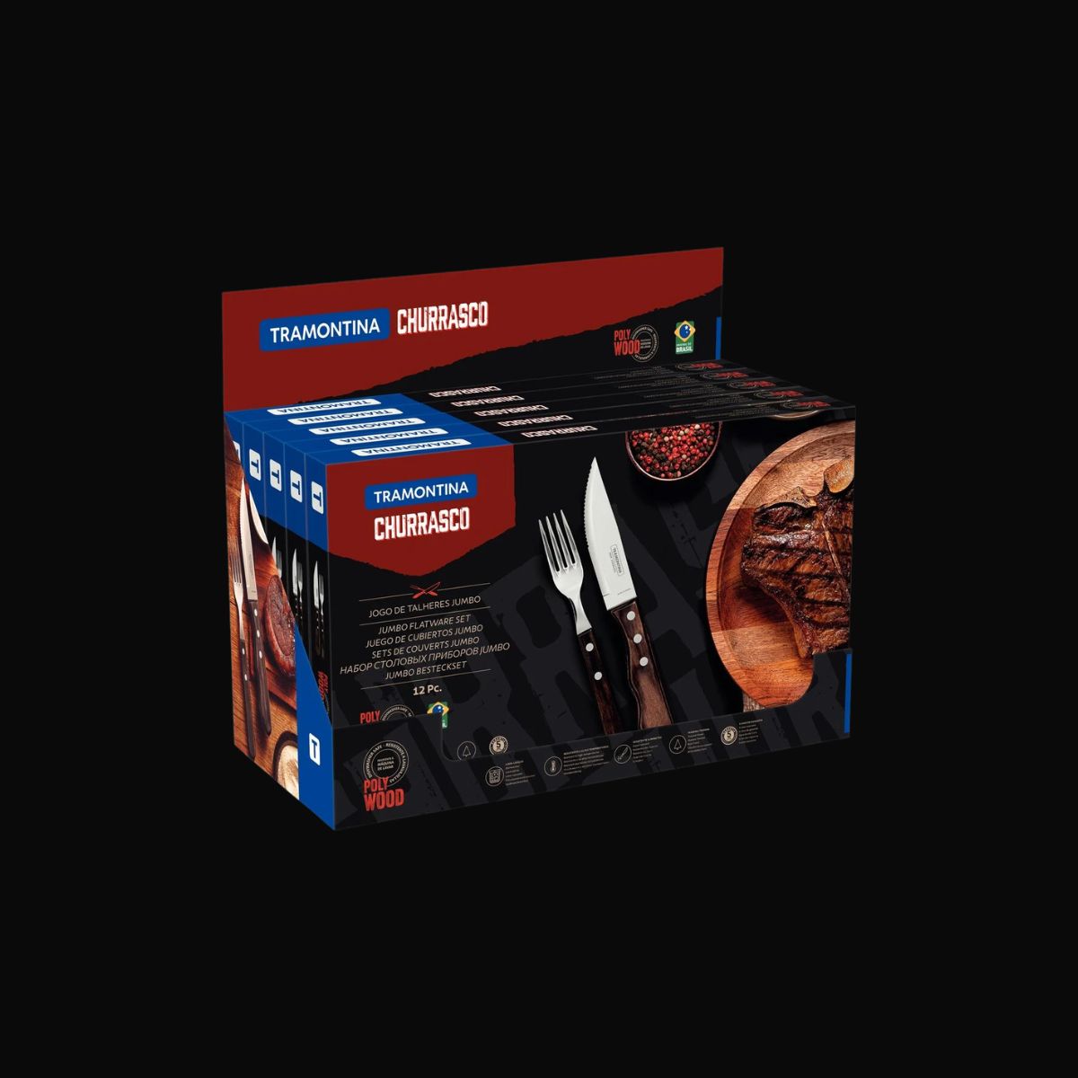 Jogo de Talheres Jumbo Tramontina Polywood 12 Peças