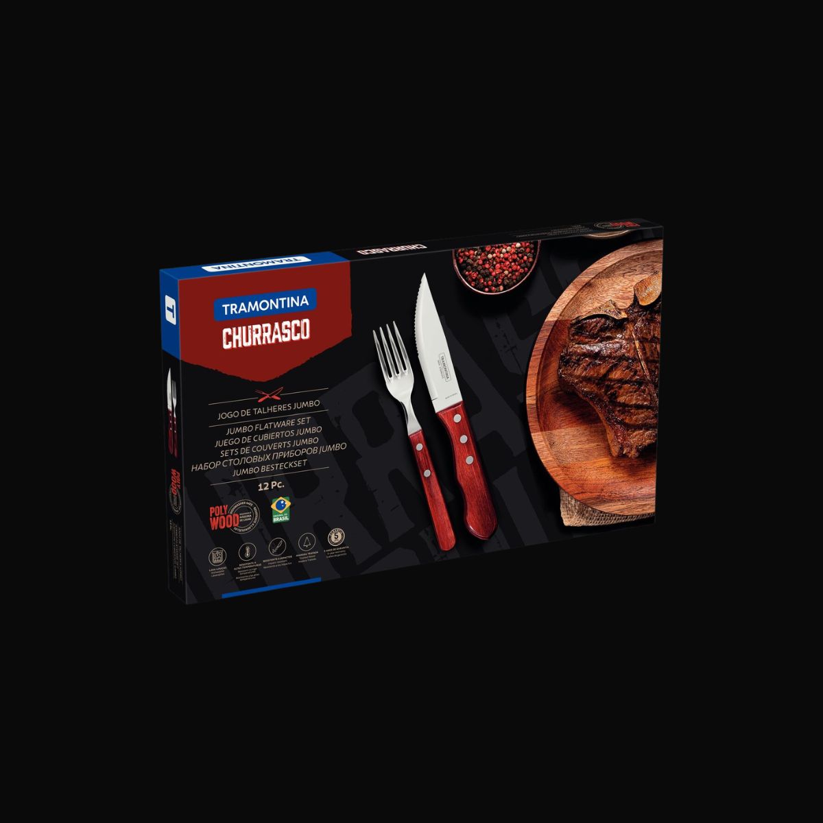 Jogo de Talheres Jumbo Tramontina Polywood 12 Peças