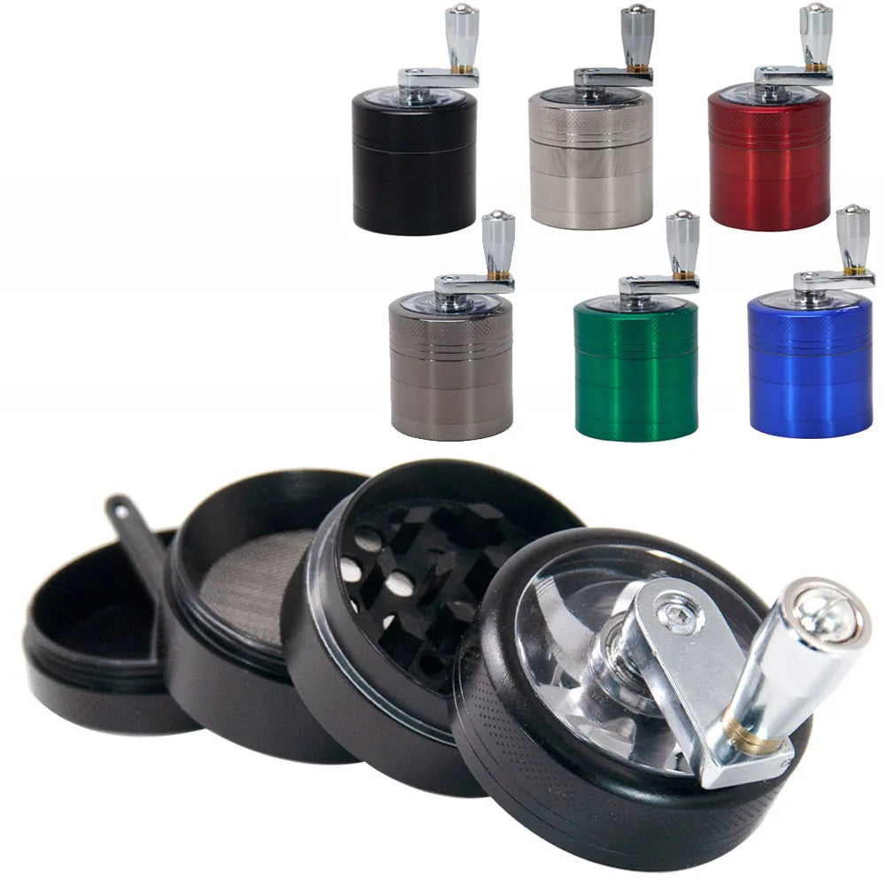 New 4-layer Tobacco Grinder 40MM Manual Metal Zinc Alloy Herb Mill Spice Crusher Smoke Grinder Crusher Hand Crank Miller